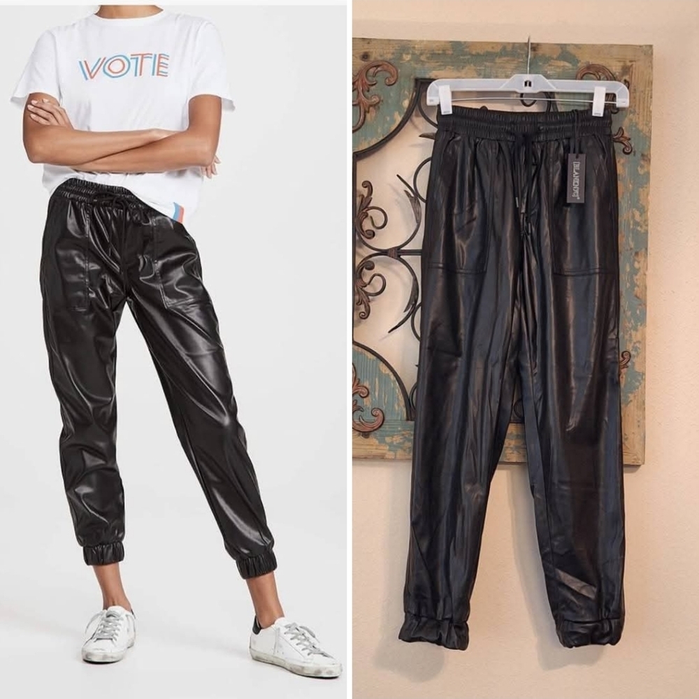 BLANK NYC Faux Leather Black Joggers. NWT Excellent Condition Size 24